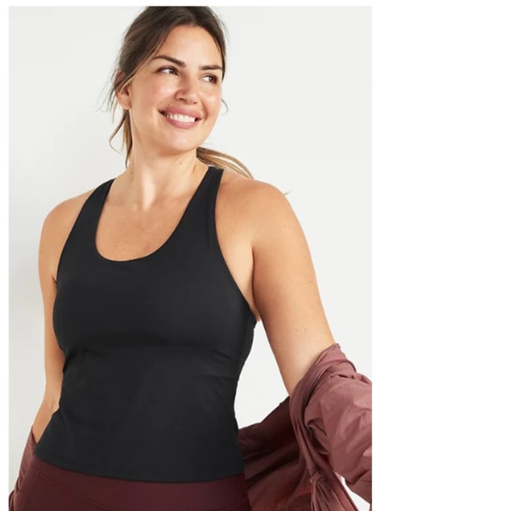 Old Navy Women’s Black Plus Size PowerSoft Shelf-Bra Tank Top Size 3XL